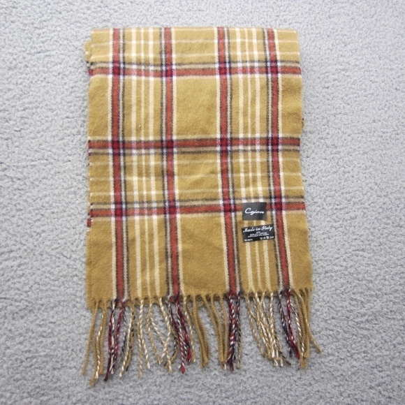 Cejon‎ Scarf Italy 11''x35'' Fringe Brown tartan Plaid black Cream Red Tartan - Picture 1 of 6